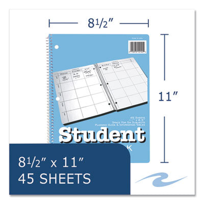 Student Plan Book, 40-Weeks: Six-Subject Day, Blue/White Cover, (100) 11 x 8.5 Sheets - OrdermeInc