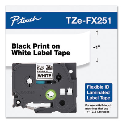 TZe Flexible Tape Cartridge for P-Touch Labelers, 0.94" x 26.2 ft, Black on White OrdermeInc OrdermeInc