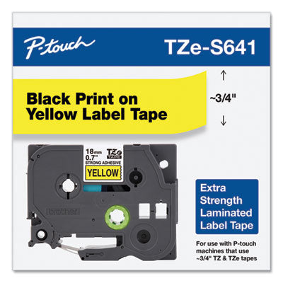 TZe Extra-Strength Adhesive Laminated Labeling Tape, 0.7" x 26.2 ft, Black on Yellow OrdermeInc OrdermeInc
