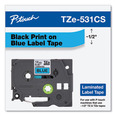 Brother P-Touch® TZe Laminated Removable Label Tapes, 0.47" x 26.2 ft, Black on Blue OrdermeInc OrdermeInc