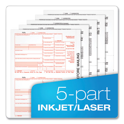 1099-DIV Tax Forms for Inkjet/Laser Printers, Fiscal Year: 2023, Five-Part Carbonless, 8 x 5.5, 2 Forms/Sheet, 24 Forms Total OrdermeInc OrdermeInc