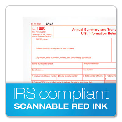 1096 Tax Form for Inkjet/Laser Printers, Fiscal Year: 2023, One-Part (No Copies), 8 x 11, 10 Forms Total OrdermeInc OrdermeInc