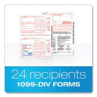 1099-DIV Tax Forms for Inkjet/Laser Printers, Fiscal Year: 2023, Five-Part Carbonless, 8 x 5.5, 2 Forms/Sheet, 24 Forms Total OrdermeInc OrdermeInc