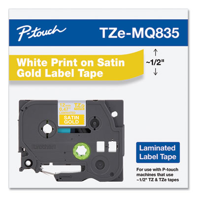 TZ Standard Adhesive Laminated Labeling Tape, 0.47" x 16.4 ft, White/Satin Gold OrdermeInc OrdermeInc