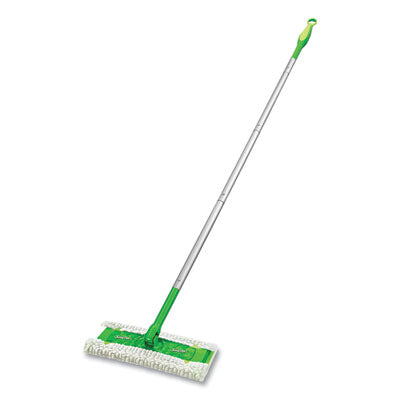 PROCTER & GAMBLE Sweeper Mop, 10 x 4.8 White Cloth Head, 46" Green/Silver Aluminum/Plastic Handle, 3/Carton - OrdermeInc