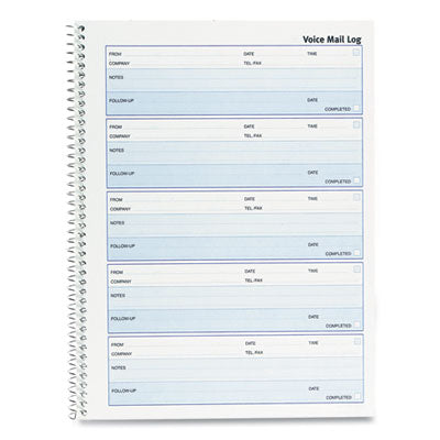 REDIFORM OFFICE PRODUCTS Follow-up Wirebound Voice Mail Log Book, One-Part (No Copies), 7.5 x 2, 5 Forms/Sheet, 500 Forms Total - OrdermeInc