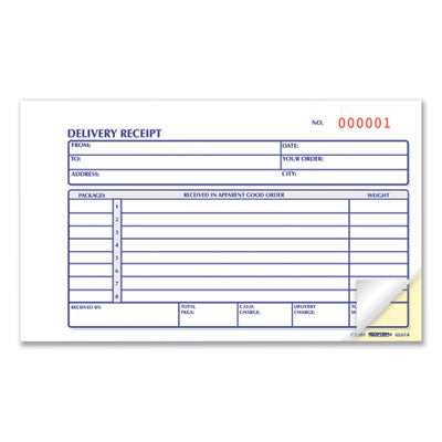 Delivery Receipt Book, Three-Part Carbonless, 6.38 x 4.25, 50 Forms Total - OrdermeInc