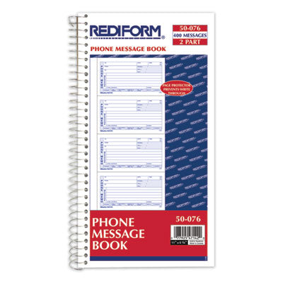 REDIFORM OFFICE PRODUCTS Telephone Message Book, Two-Part Carbonless, 5 x 2.75, 4 Forms/Sheet, 400 Forms Total