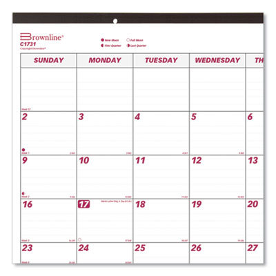 REDIFORM OFFICE PRODUCTS Monthly Desk Pad Calendar, 22 x 17, White/Burgundy Sheets, Black Binding, Black Corners, 12-Month (Jan to Dec): 2024