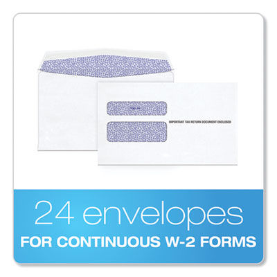 W-2 Laser Double Window Envelope, Commercial Flap, Gummed Closure, 5.63 x 9, White, 24/Pack OrdermeInc OrdermeInc