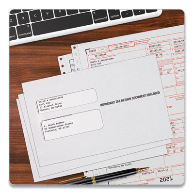 W-2 Laser Double Window Envelope, Commercial Flap, Gummed Closure, 5.63 x 9, White, 24/Pack OrdermeInc OrdermeInc