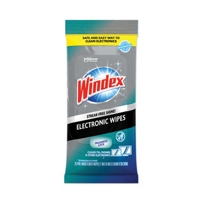 Windex® Electronics Cleaner, 1-Ply, 7 x 10, Neutral Scent, White, 25 Wipes - OrdermeInc