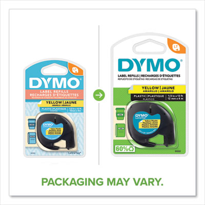 DYMO® LetraTag Plastic Label Tape Cassette, 0.5" x 13 ft, Yellow - OrdermeInc