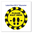 Social Distancing Floor Decals, 10.5" dia, Please Wait Here, Yellow/Black Face, Black Graphics, 5/Pack OrdermeInc OrdermeInc