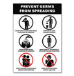 Preprinted Surface Safe Wall Decals, 7 x 10, Prevent Germs from Spreading, White/Black Face, Black Graphics, 5/Pack OrdermeInc OrdermeInc