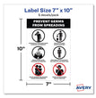 Preprinted Surface Safe Wall Decals, 7 x 10, Prevent Germs from Spreading, White/Black Face, Black Graphics, 5/Pack OrdermeInc OrdermeInc