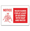 Preprinted Surface Safe Wall Decals, 10 x 7, Wash Hands for at Least 20 Seconds, White/Red Face, Red Graphics, 5/Pack OrdermeInc OrdermeInc