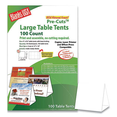 Table Tent, 80 lb Cover Weight, 12 x 18, White, 2 Tents/Sheet, 50 Sheets/Pack OrdermeInc OrdermeInc