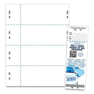 Jumbo Micro-Perforated Event/Raffle Ticket, 90 lb Index Weight, 8.5 x 11, White, 4 Tickets/Sheet, 250 Sheets/Pack OrdermeInc OrdermeInc