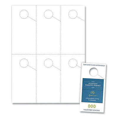 Micro-Perforated Parking Pass, 110 lb Index Weight, 8.25 x 11, White, 6 Passes/Sheet, 50 Sheets/Pack OrdermeInc OrdermeInc