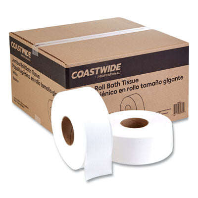 Jumbo 1-Ply Toilet Paper, Septic Safe, White, 3.5" x 2,000 ft, 12 Rolls/Carton OrdermeInc OrdermeInc