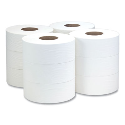 Jumbo 1-Ply Toilet Paper, Septic Safe, White, 3.5" x 2,000 ft, 12 Rolls/Carton OrdermeInc OrdermeInc