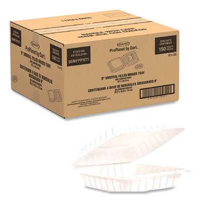 Hinged Lid Containers, Single Compartment, 9 x 8.8 x 3, White, Plastic, 150/Carton OrdermeInc OrdermeInc