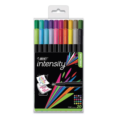 BIC CORP. Intensity Porous Point Pen, Stick, Fine 0.4 mm, Assorted Ink and Barrel Colors, 20/Pack