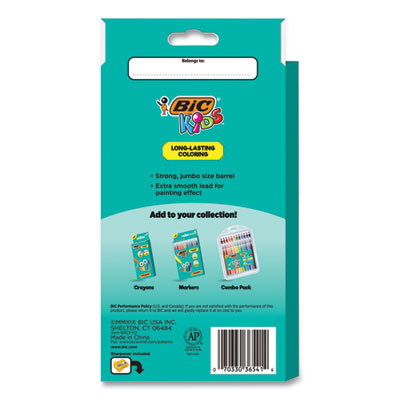 BIC CORP. Kids Jumbo Coloring Pencils, 1 mm, Assorted Lead and Barrel Colors, 12/Pack