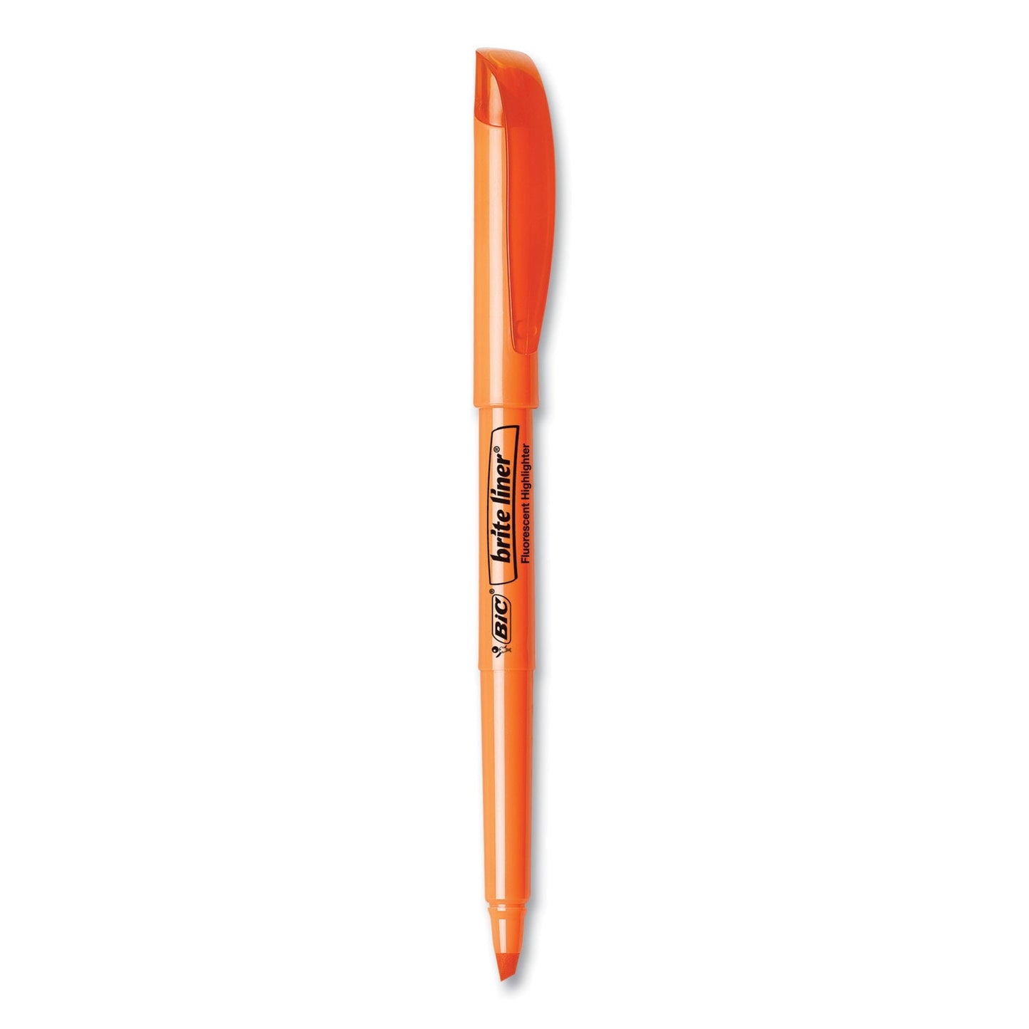 BIC CORP. Brite Liner Highlighter, Fluorescent Orange Ink, Chisel Tip, Orange/Black Barrel, Dozen