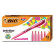 BIC CORP. Brite Liner Highlighter, Fluorescent Pink Ink, Chisel Tip, Pink/Black Barrel, Dozen