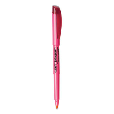 BIC CORP. Brite Liner Highlighter, Fluorescent Pink Ink, Chisel Tip, Pink/Black Barrel, Dozen