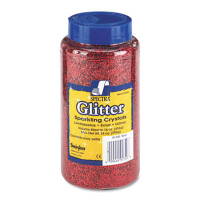 Pacon® Spectra Glitter, 0.04 Hexagon Crystals, Red, 16 oz Shaker-Top Jar - OrdermeInc