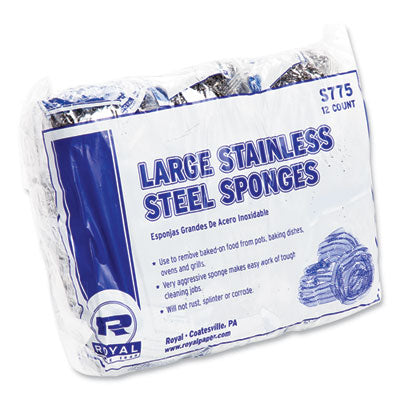 Stainless Steel Sponge, Polybagged, 1.75 oz, Gray, 12/Pack, 6 Packs/Carton OrdermeInc OrdermeInc