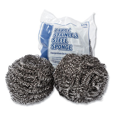 Stainless Steel Sponge, Polybagged, 1.75 oz, Gray, 12/Pack, 6 Packs/Carton OrdermeInc OrdermeInc