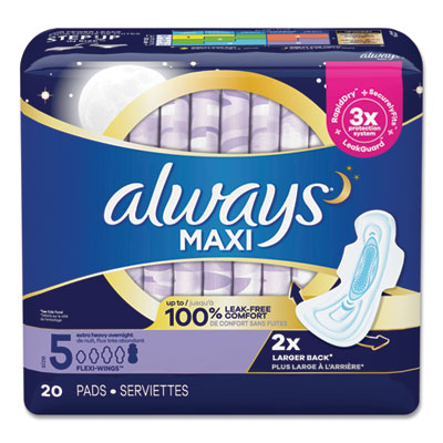 PROCTER & GAMBLE Maxi Pads, Extra Heavy Overnight, 20/Pack