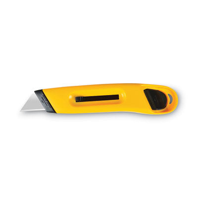 CONSOLIDATED STAMP Plastic Utility Knife with Retractable Blade and Snap Closure, 6" Plastic Handle, Yellow
