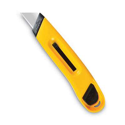 CONSOLIDATED STAMP Plastic Utility Knife with Retractable Blade and Snap Closure, 6" Plastic Handle, Yellow