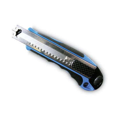 Heavy-Duty Snap Blade Utility Knife, Four 8-Point Blades, Retractable 4" Blade, 5.5" Plastic/Rubber Handle, Blue OrdermeInc OrdermeInc