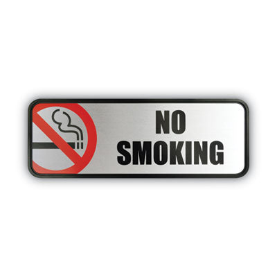 Brush Metal Office Sign, No Smoking, 9 x 3, Silver/Red OrdermeInc OrdermeInc