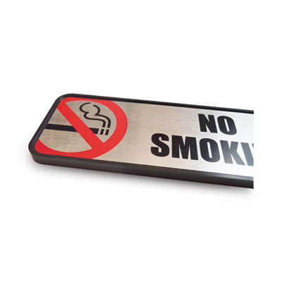 Brush Metal Office Sign, No Smoking, 9 x 3, Silver/Red OrdermeInc OrdermeInc