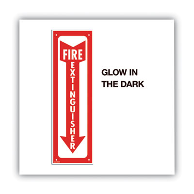 Glow-In-The-Dark Safety Sign, Fire Extinguisher, 4 x 13, Red OrdermeInc OrdermeInc