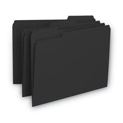 Interior File Folders, 1/3-Cut Tabs: Assorted, Letter Size, 0.75" Expansion, Black/Gray, 100/Box OrdermeInc OrdermeInc