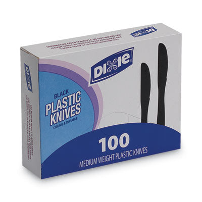 Dixie® Plastic Tableware, Heavy Mediumweight Knives, Black, 100/Box - OrdermeInc
