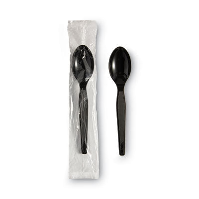 Individually Wrapped Heavyweight Teaspoons, Polystyrene, Black 1,000/Carton OrdermeInc OrdermeInc