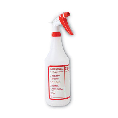 BOARDWALK Trigger Spray Bottle, 32 oz, Clear/Red, HDPE, 3/Pack