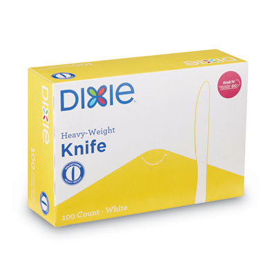 DIXIE FOOD SERVICE Plastic Cutlery, Heavyweight Knives, White, 100/Box