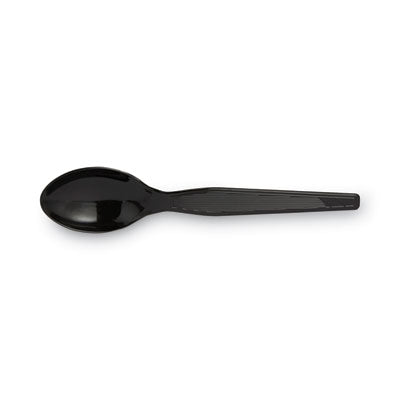 Plastic Cutlery, Heavyweight Teaspoons, Black, 1,000/Carton - OrdermeInc