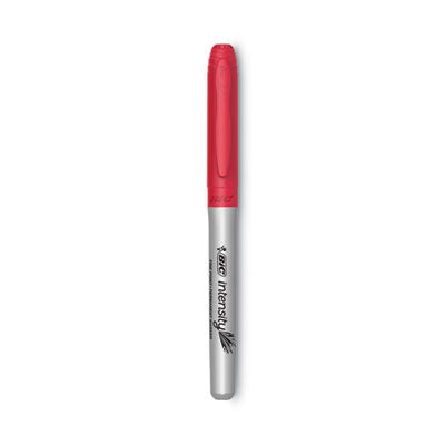 BIC CORP. Intensity Fine Tip Permanent Marker, Fine Bullet Tip, Rambunctious Red, Dozen