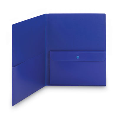 Poly Two-Pocket Folder with Security Pocket, 11 x 8 1/2, Blue, 5/Pack OrdermeInc OrdermeInc